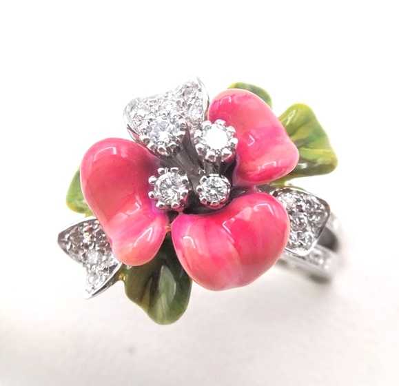 宝石買取　フラワーダイヤモンドリング　750