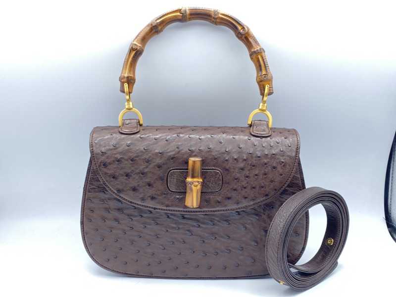 グッチ買取 バンブー 2WAY トップハンドルバッグ オーストリッチ 000 01 0633