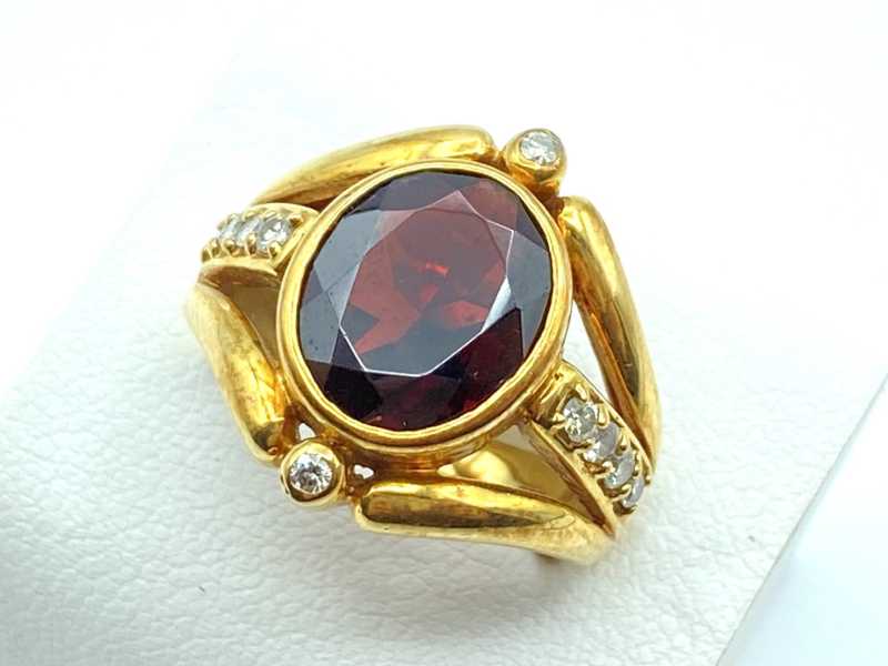 宝石買取 K18イエローゴールド台 トルマリン ダイヤモンド デザインリング
