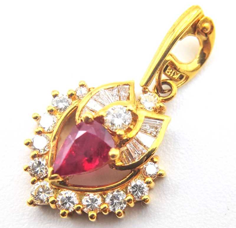 宝石買取　ルビーダイヤモンドペンダントトップ　K18