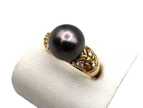 タサキ買取 K18 ブラックパール ダイヤモンド リング