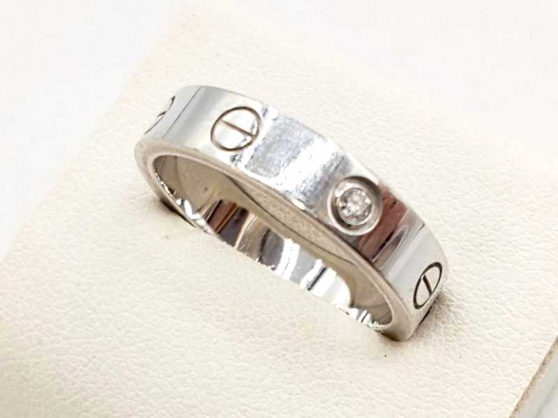 カルティエ買取 750WG LOVE ウエディングリング 1Pダイヤ #50