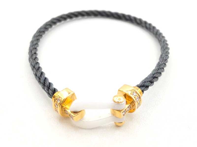 フレッド買取 750YG×セラミック フォース10 ブレスレット ハーフダイヤ ミディアム 0B0121