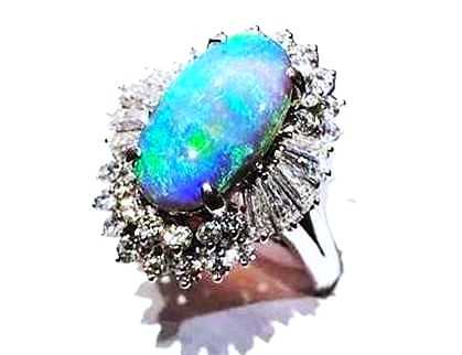 宝石買取 Pt900ブラックオパールダイヤモンドリング