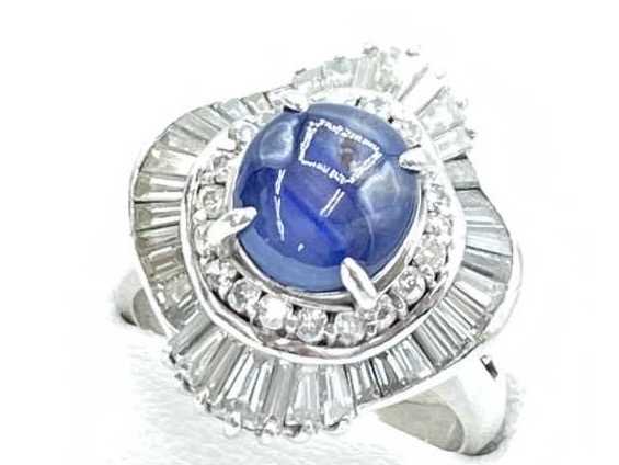 宝石買取 プラチナ台 スターサファイア ダイヤモンド デザインリング