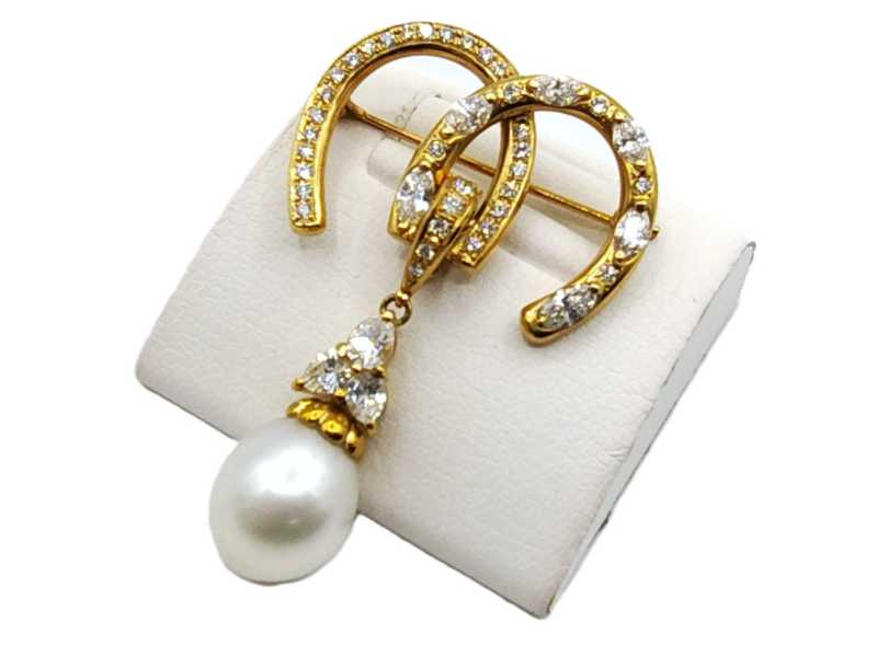 宝石買取 K18 パール ダイヤモンド ブローチ