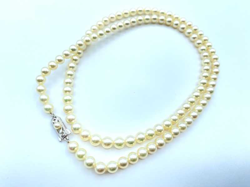 ミキモト買取 K14ホワイトゴールド パール ロング ネックレス