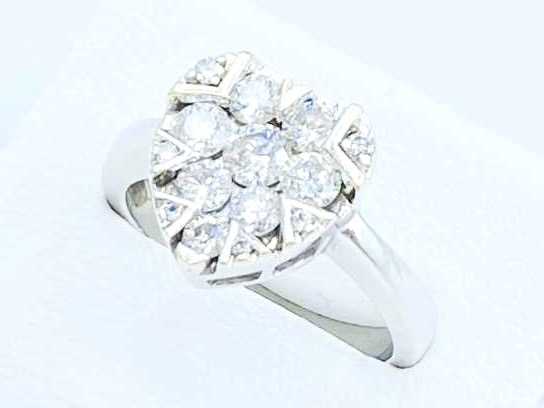 ダイヤモンド買取 K18ホワイトゴールド台 ダイヤモンド 0.9ct ハート リング