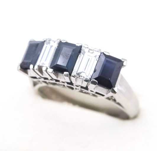 宝石買取　サファイアダイヤモンドリング　プラチナ