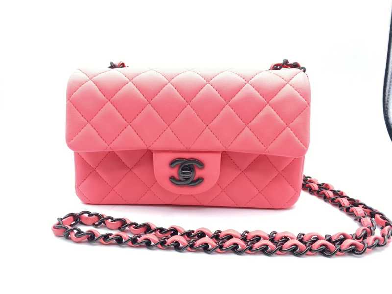 シャネル買取 ミニマトラッセ 20 シングルフラップ チェーンショルダーバッグ ラムスキン ピンク
