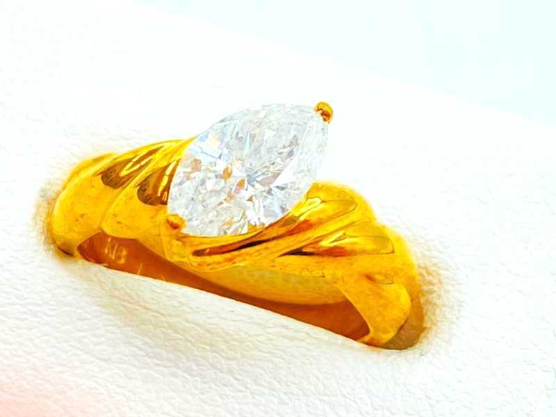 ダイヤモンド買取 K18イエローゴールド台 ダイヤモンド1.066ct デザインリング