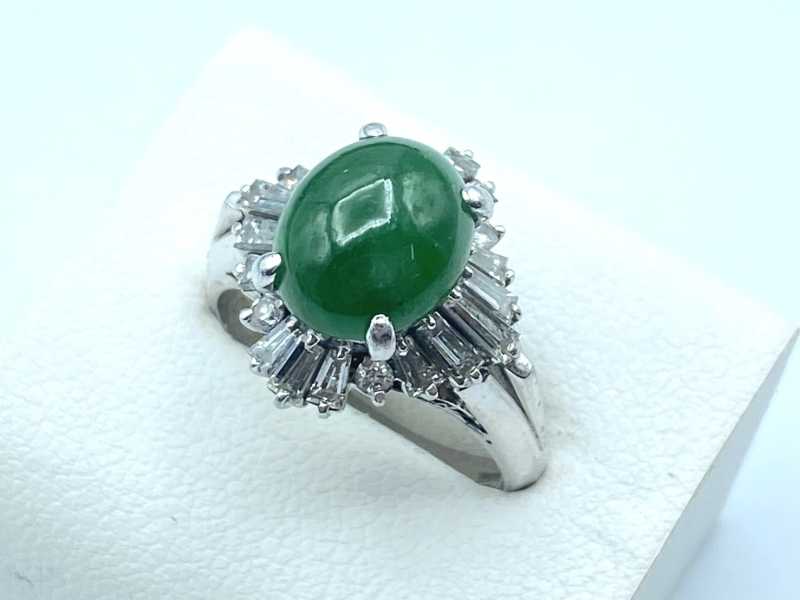 宝石買取 プラチナ台 ヒスイ ダイヤモンド デザインリング