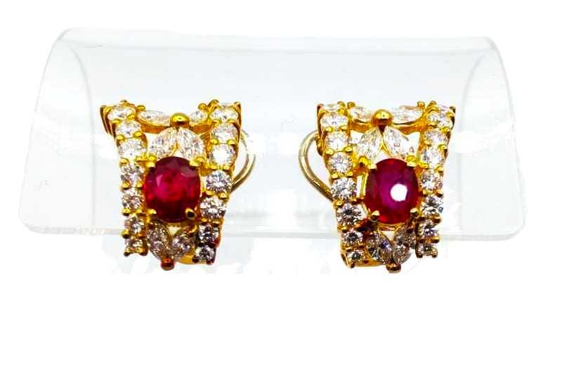 宝石買取 750YG ルビー ダイヤモンド イヤリング