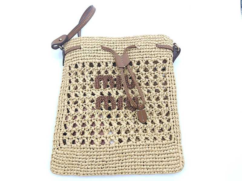 ミュウミュウ買取 ウーブンファブリックミニバッグ ラフィア