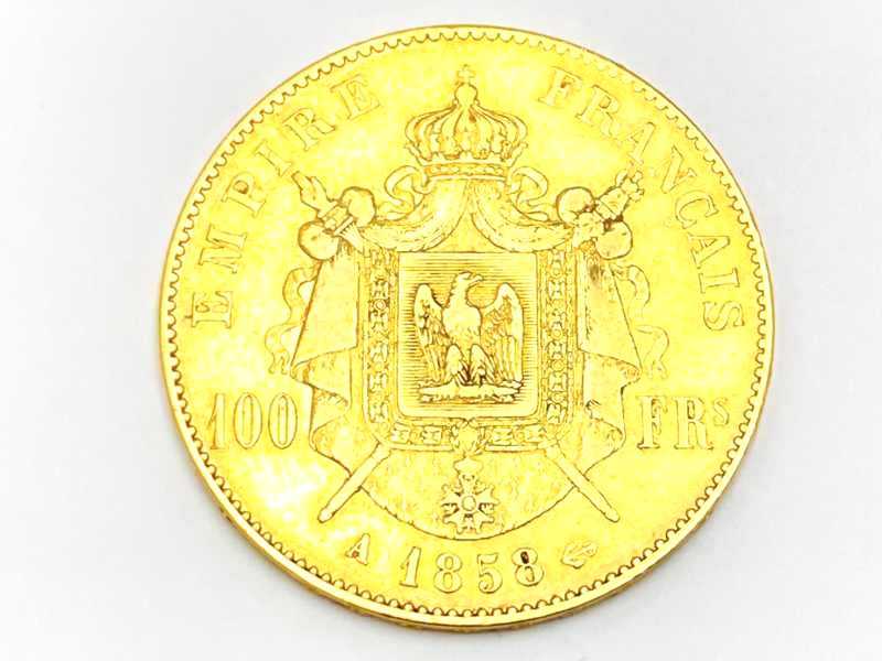 金買取 K21.6 フランス100フラン金貨 ナポレオン3世有冠 1867年 32.0g
