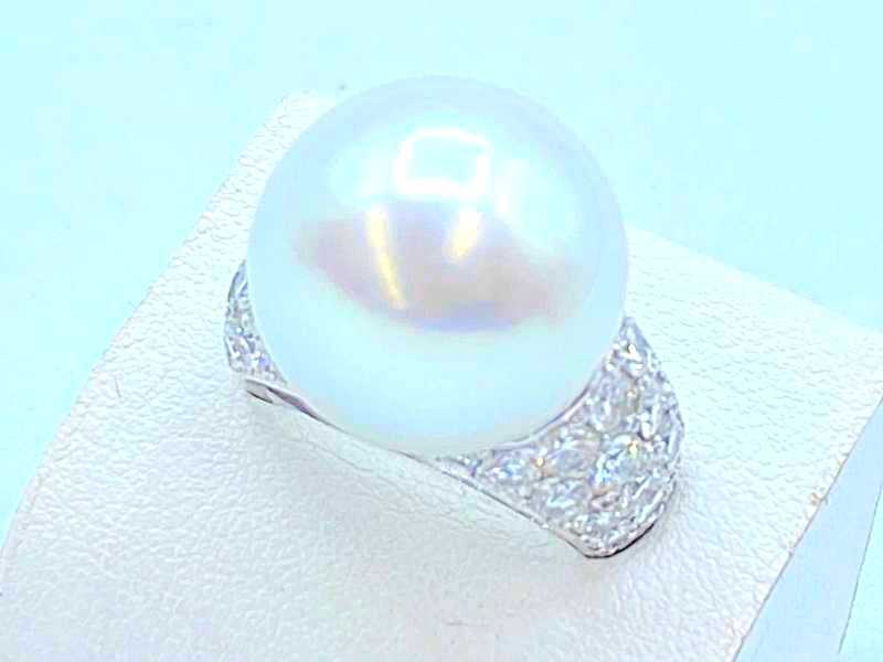 宝石買取 プラチナ台 パール16mm ダイヤモンド 2.37ct デザインリング