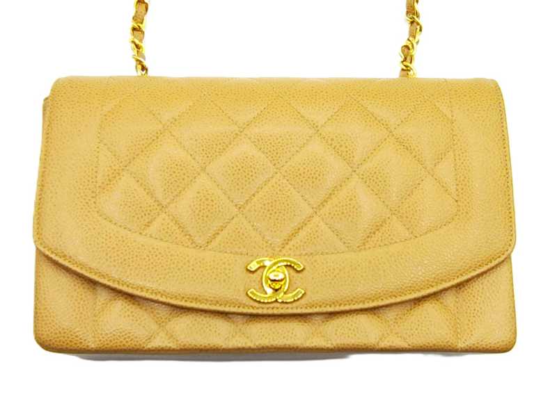 シャネル買取 ダイアナ チェーンショルダーバッグ キャビア ベージュ