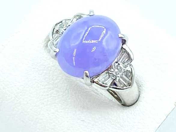 宝石買取 プラチナ台 ラベンダー翡翠 ダイヤモンド デザインリング