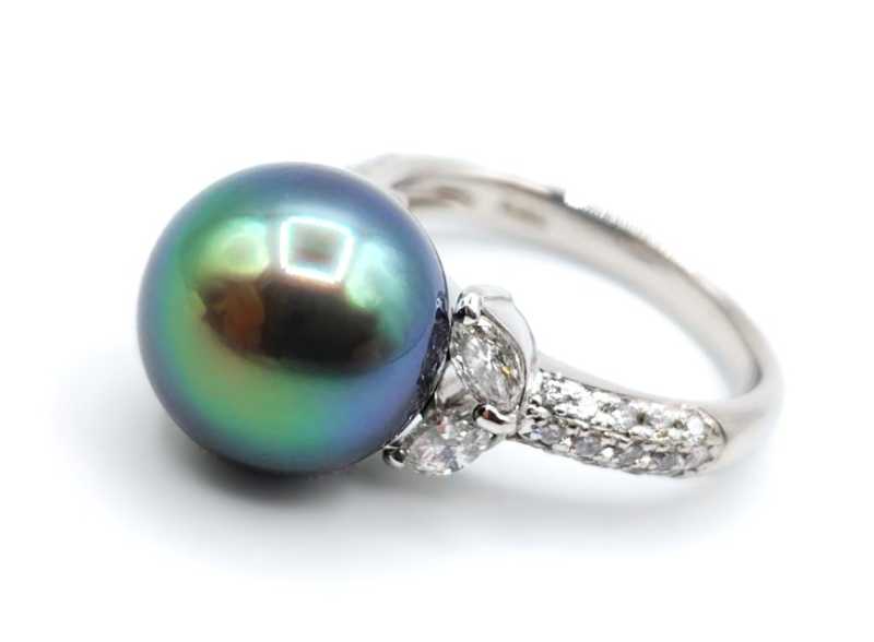 宝石買取 Pt900 ブラックパール ダイヤモンド リング