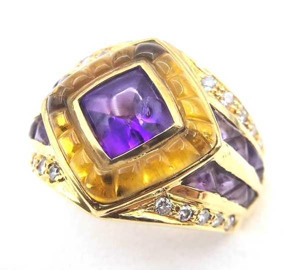 宝石買取 アメシストダイヤモンドリング K18