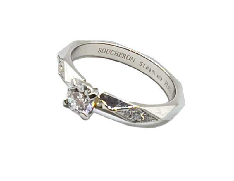 ブシュロン買取 Pt950 ファセット ソリテール ダイヤモンド リング