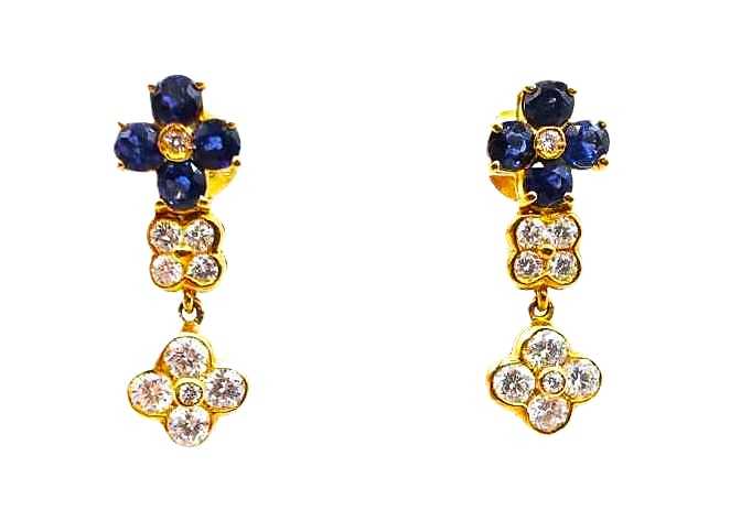 サファイア K18 サファイア ダイヤモンド ピアス