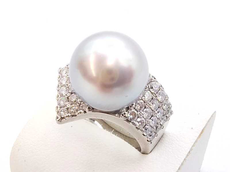 パール プラチナ台 パール ダイヤモンド デザインリング