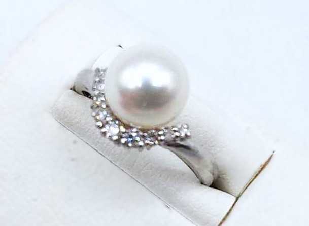 パール Pt900 パール ダイヤモンド リング