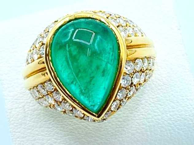 宝石買取 K18イエローゴールド台 エメラルド 6.36ct ダイヤモンド 1.81ct リング