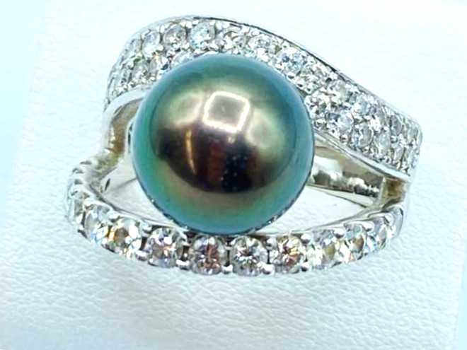 ジュエリー買取 プラチナ台 パール ダイヤモンド1.703ct デザインリング