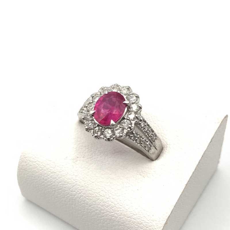 宝石買取 プラチナリング ルビー 1.5ct ダイヤモンド Pt900